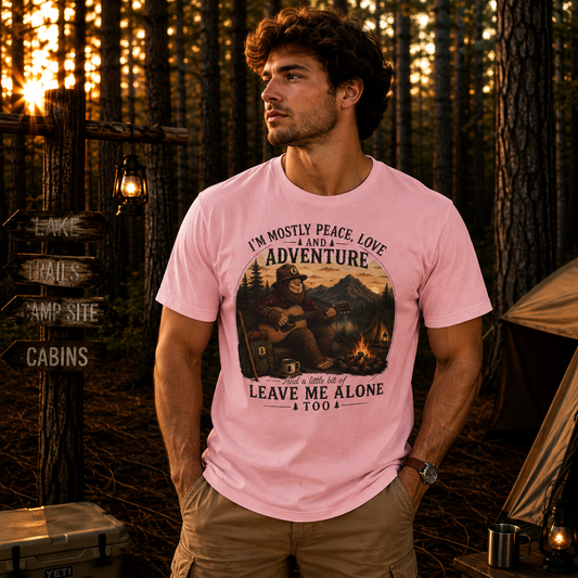Mostly Peace, Love & Adventure Bigfoot T-shirt