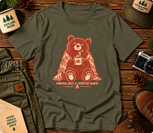 Pumpkin Spice & Campfire Nights Bear T-Shirt
