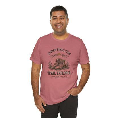 Trail Explorer Hiking T-Shirt | Vintage Outdoor Adventure Graphic Tee