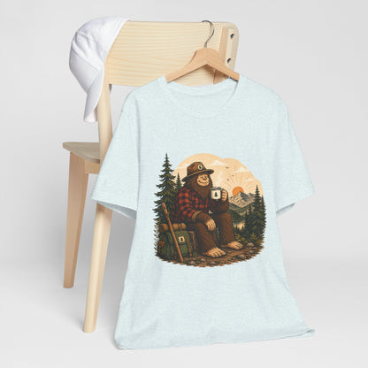 Morning Coffee Bigfoot T-Shirt | Vintage Camping & Hiking Tee
