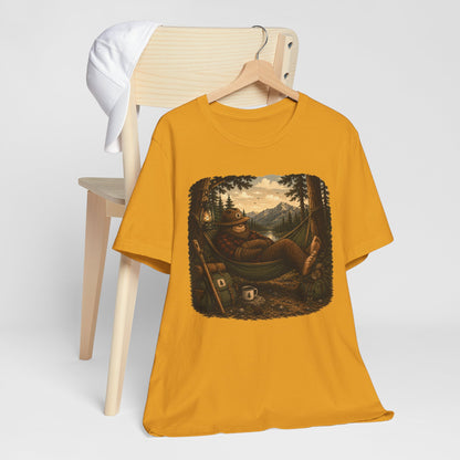 Relaxing Bigfoot Camping T-Shirt | Vintage Nature Adventure Tee