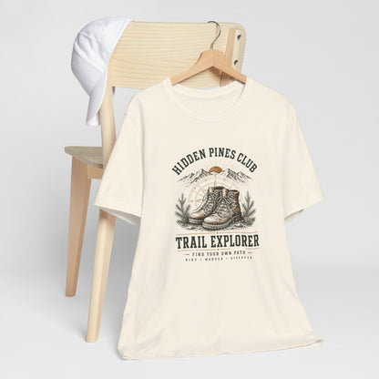 Trail Explorer Hiking T-Shirt | Vintage Outdoor Adventure Graphic Tee