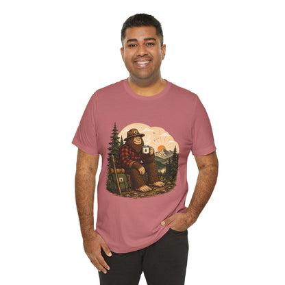 Morning Coffee Bigfoot T-Shirt | Vintage Camping & Hiking Tee