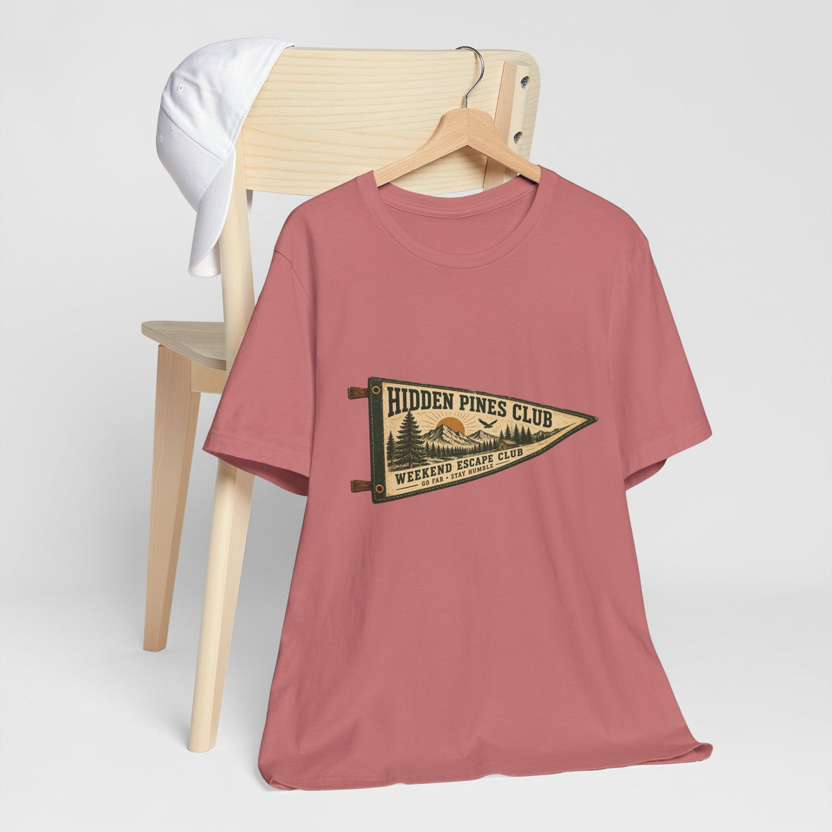 Weekend Escape Club Vintage Camping T-Shirt | Outdoor Pennant Graphic Tee