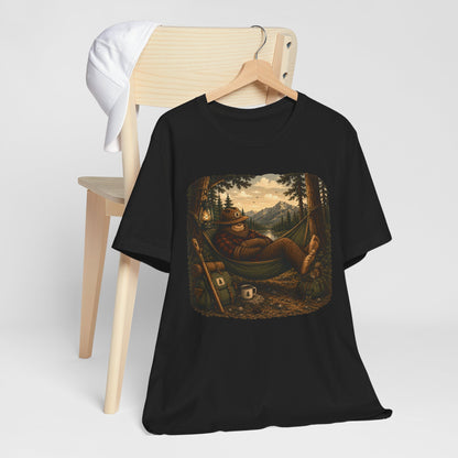 Relaxing Bigfoot Camping T-Shirt | Vintage Nature Adventure Tee