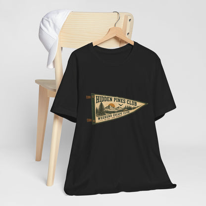 Weekend Escape Club Vintage Camping T-Shirt | Outdoor Pennant Graphic Tee