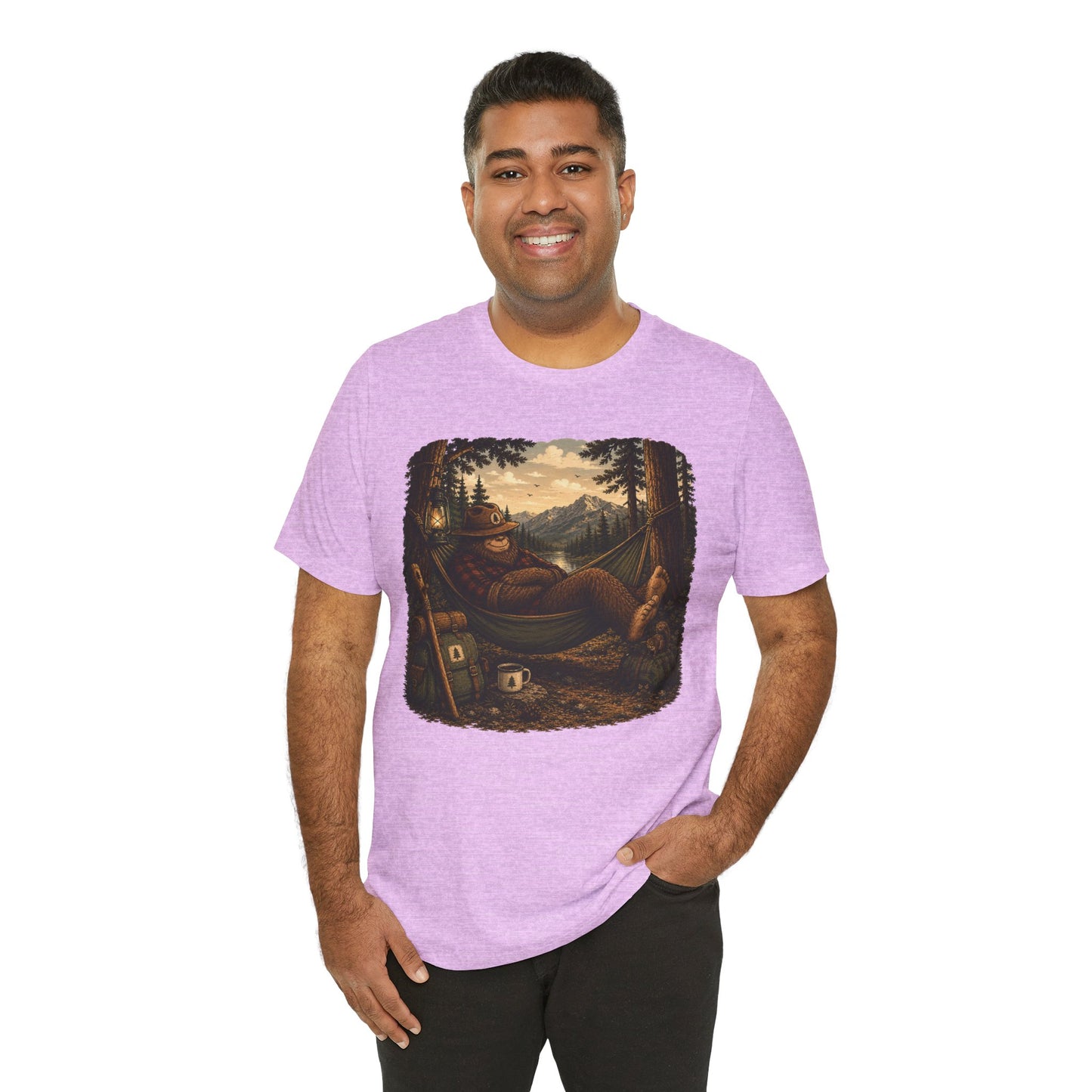 Relaxing Bigfoot Camping T-Shirt | Vintage Nature Adventure Tee