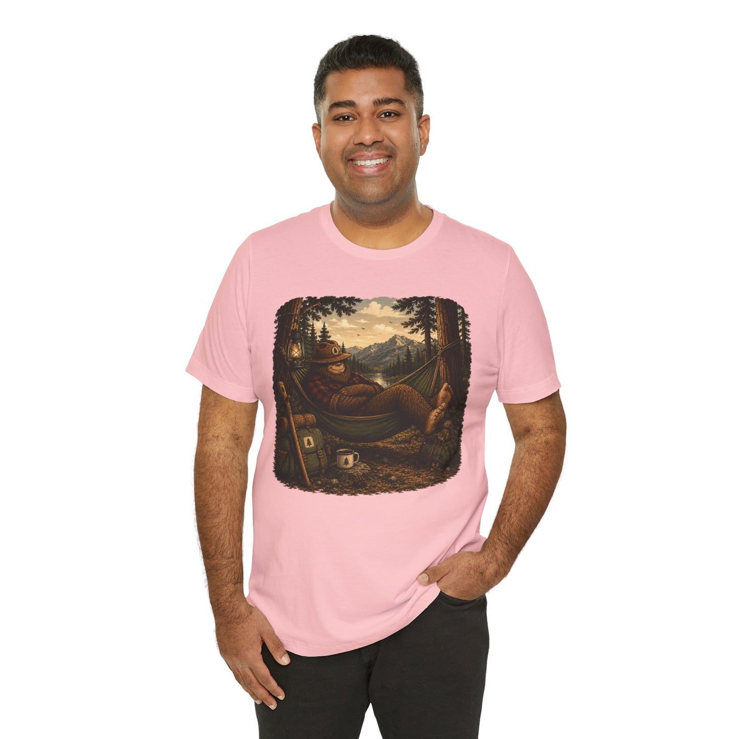 Relaxing Bigfoot Camping T-Shirt | Vintage Nature Adventure Tee