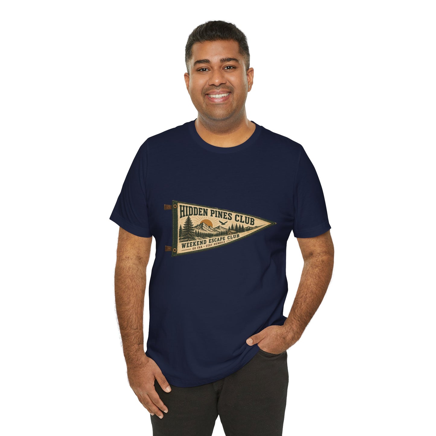 Weekend Escape Club Vintage Camping T-Shirt | Outdoor Pennant Graphic Tee