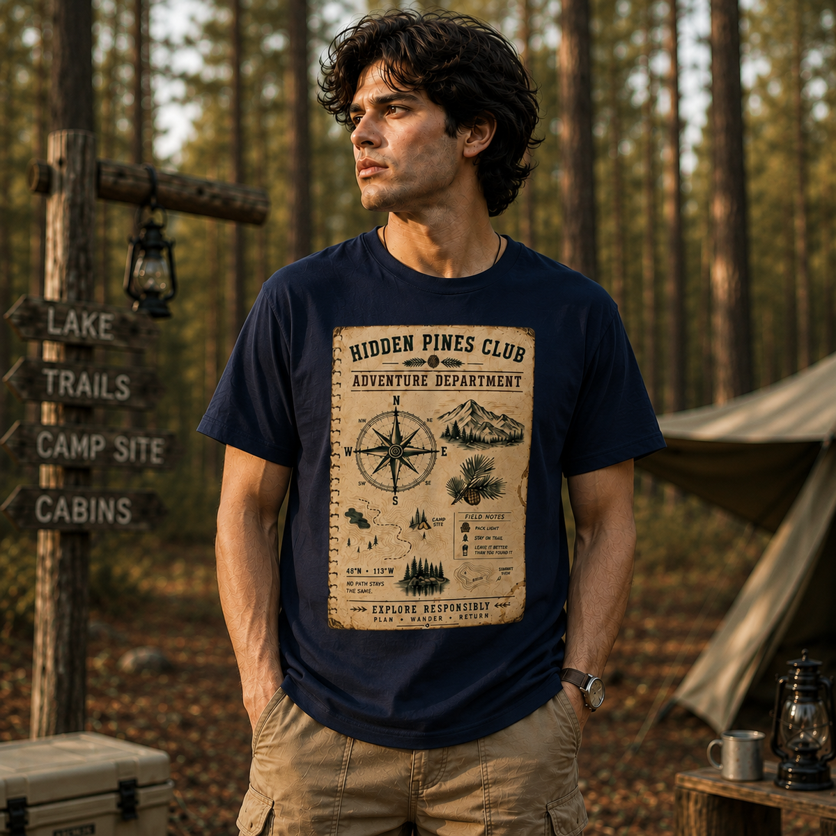 Adventure Department T-Shirt | Compass Map Graphic