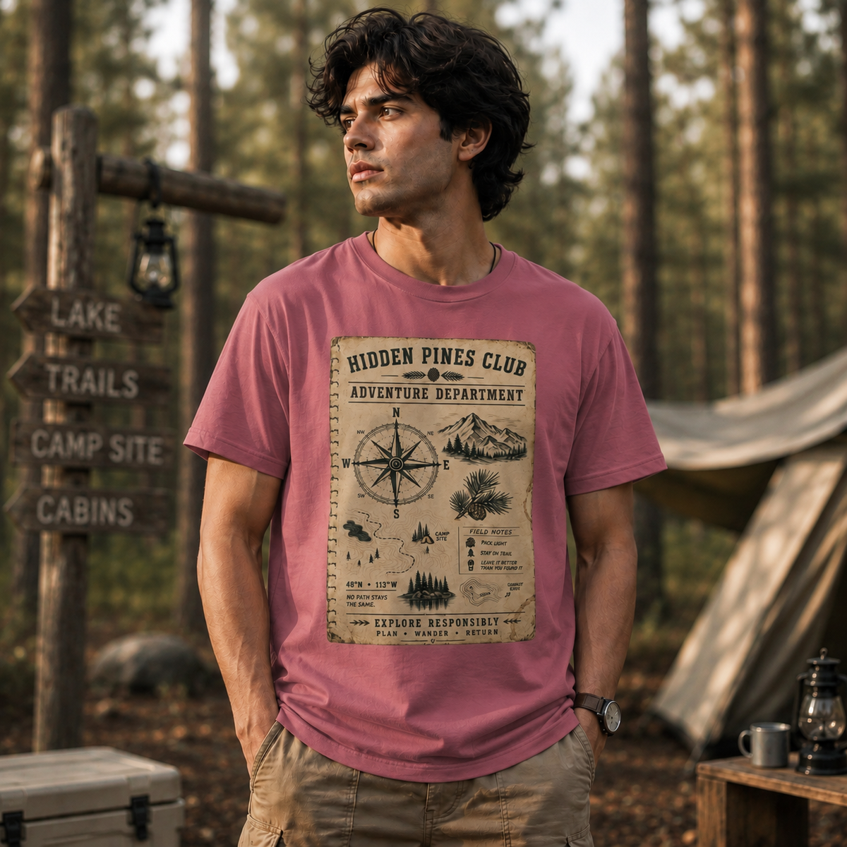 Adventure Department T-Shirt | Compass Map Graphic