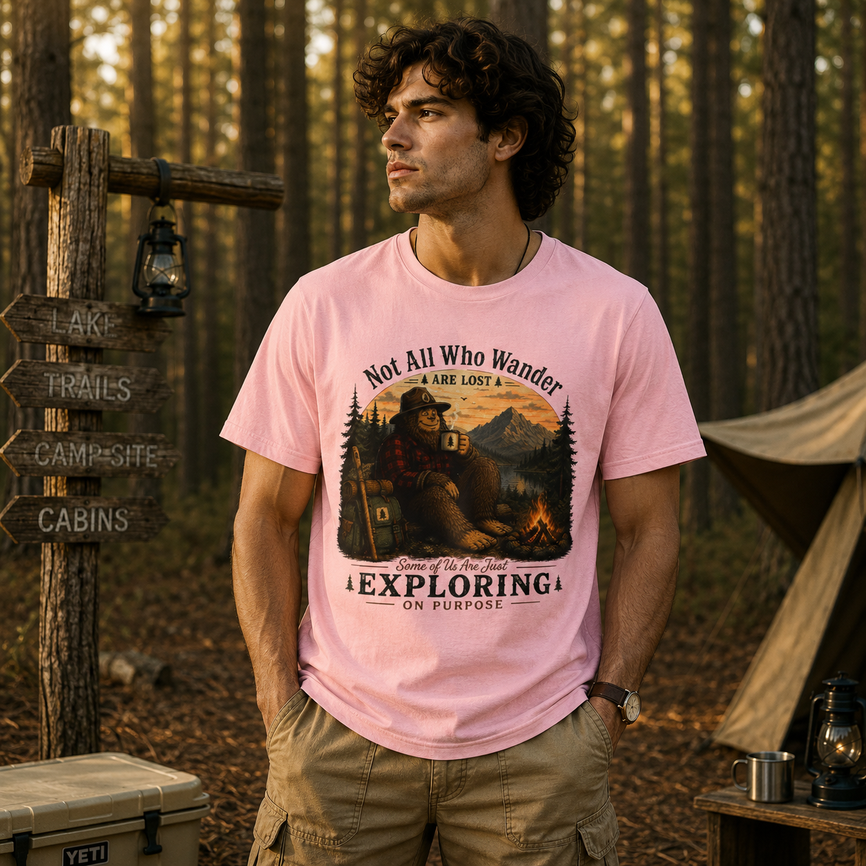 Bigfoot Camping Just Exploring T-Shirt
