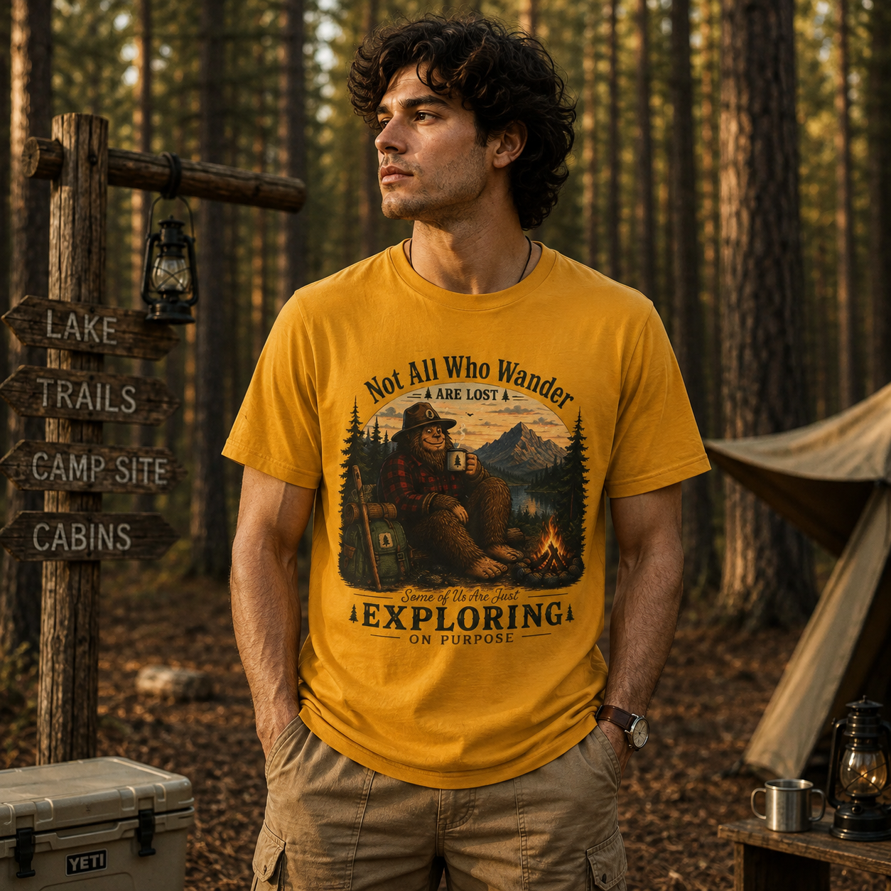 Bigfoot Camping Just Exploring T-Shirt