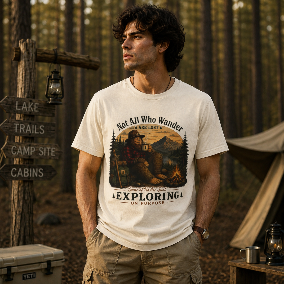 Bigfoot Camping Just Exploring T-Shirt