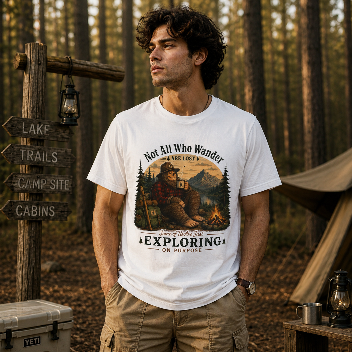 Bigfoot Camping Just Exploring T-Shirt