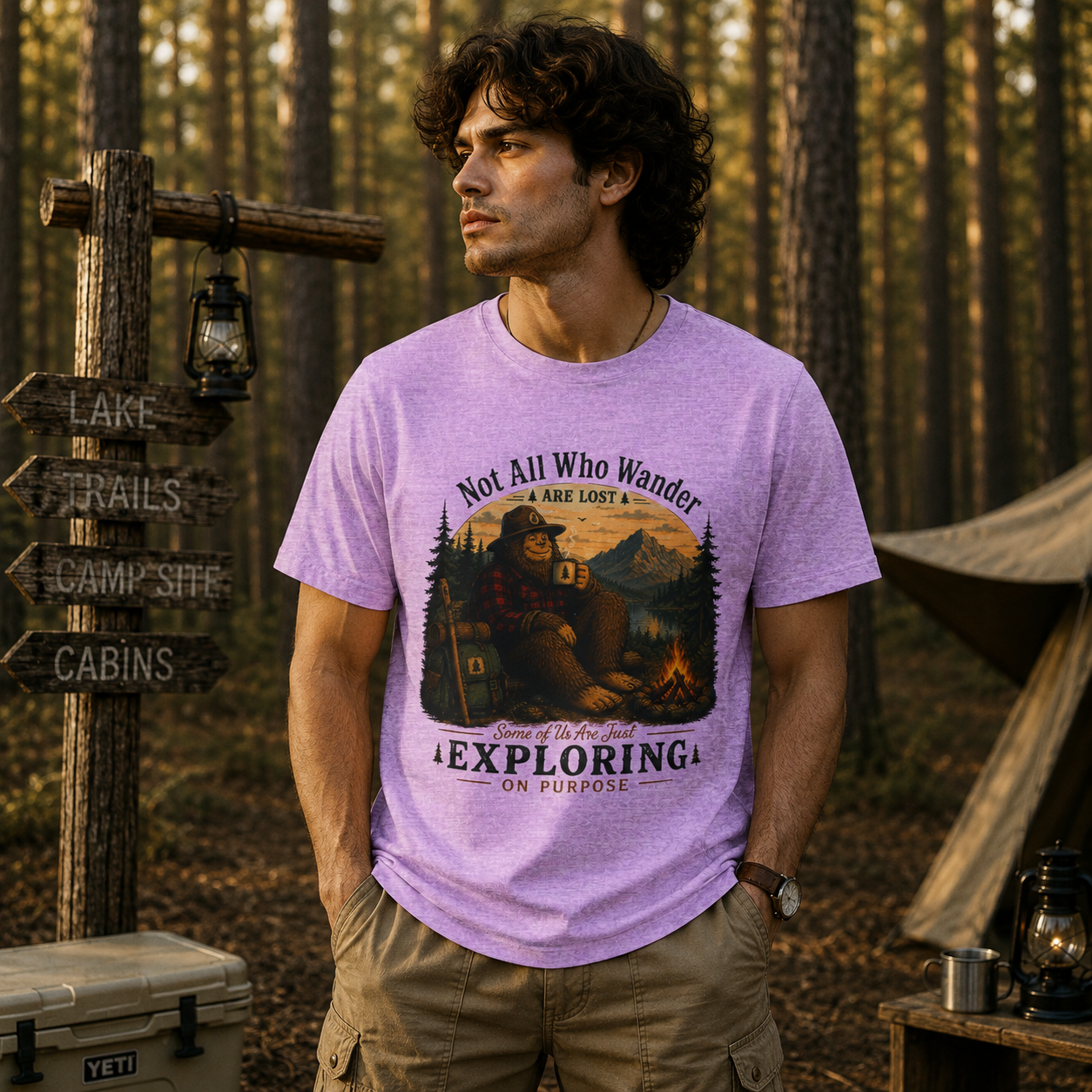 Bigfoot Camping Just Exploring T-Shirt