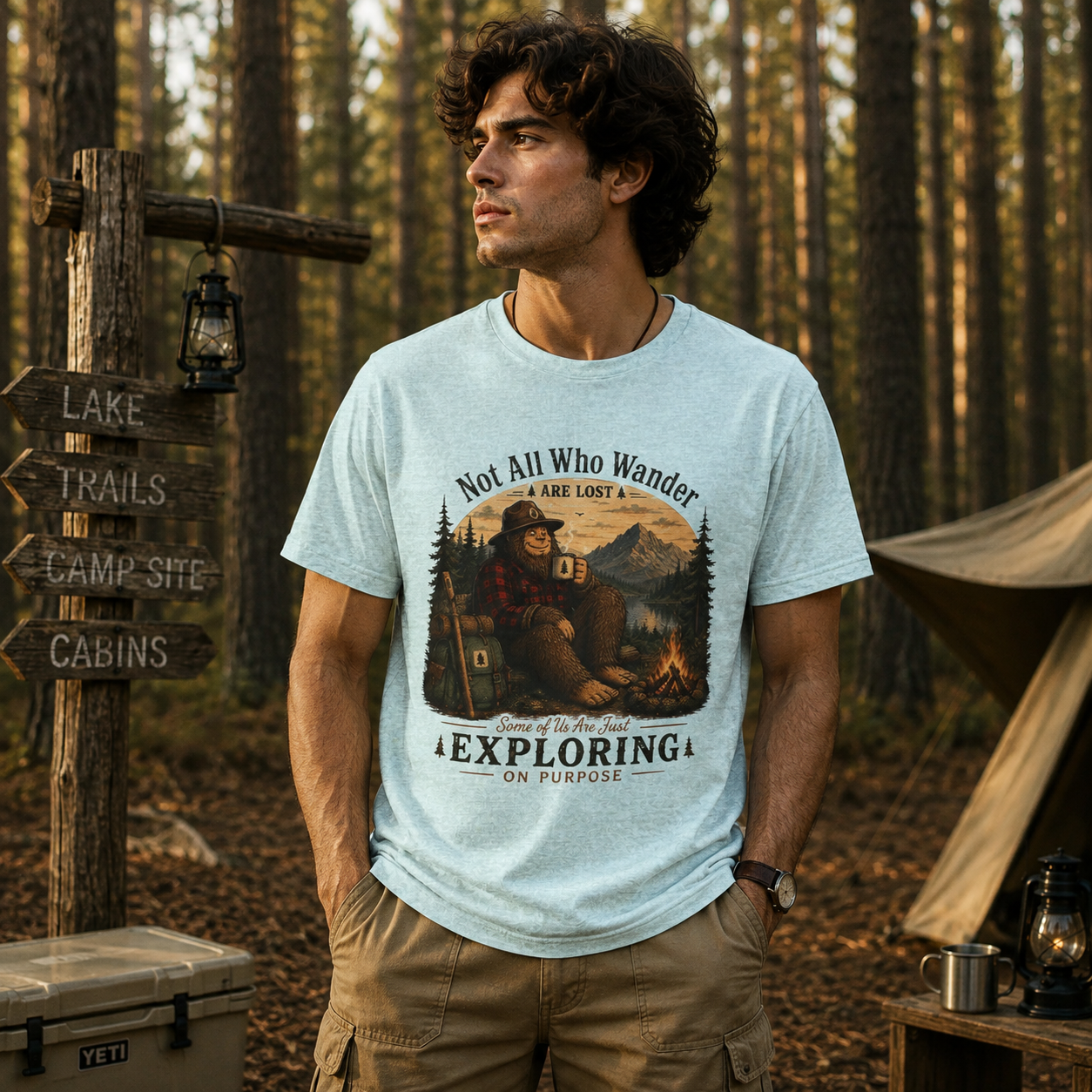 Bigfoot Camping Just Exploring T-Shirt