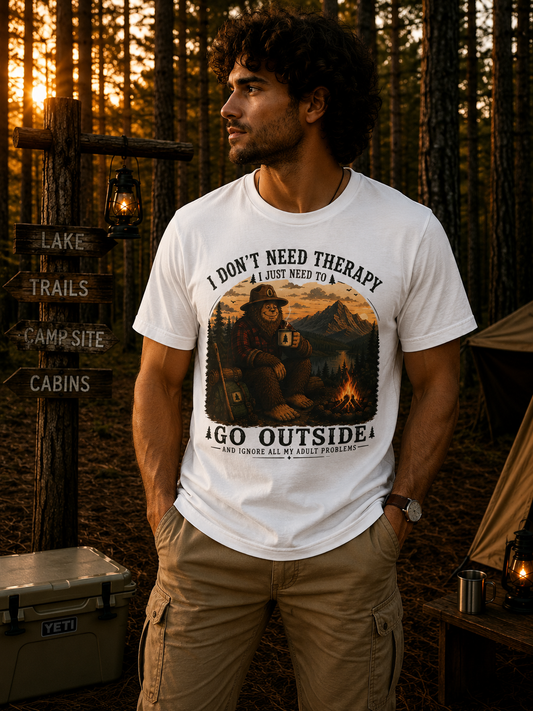 Go Outside Bigfoot Camping T-Shirt