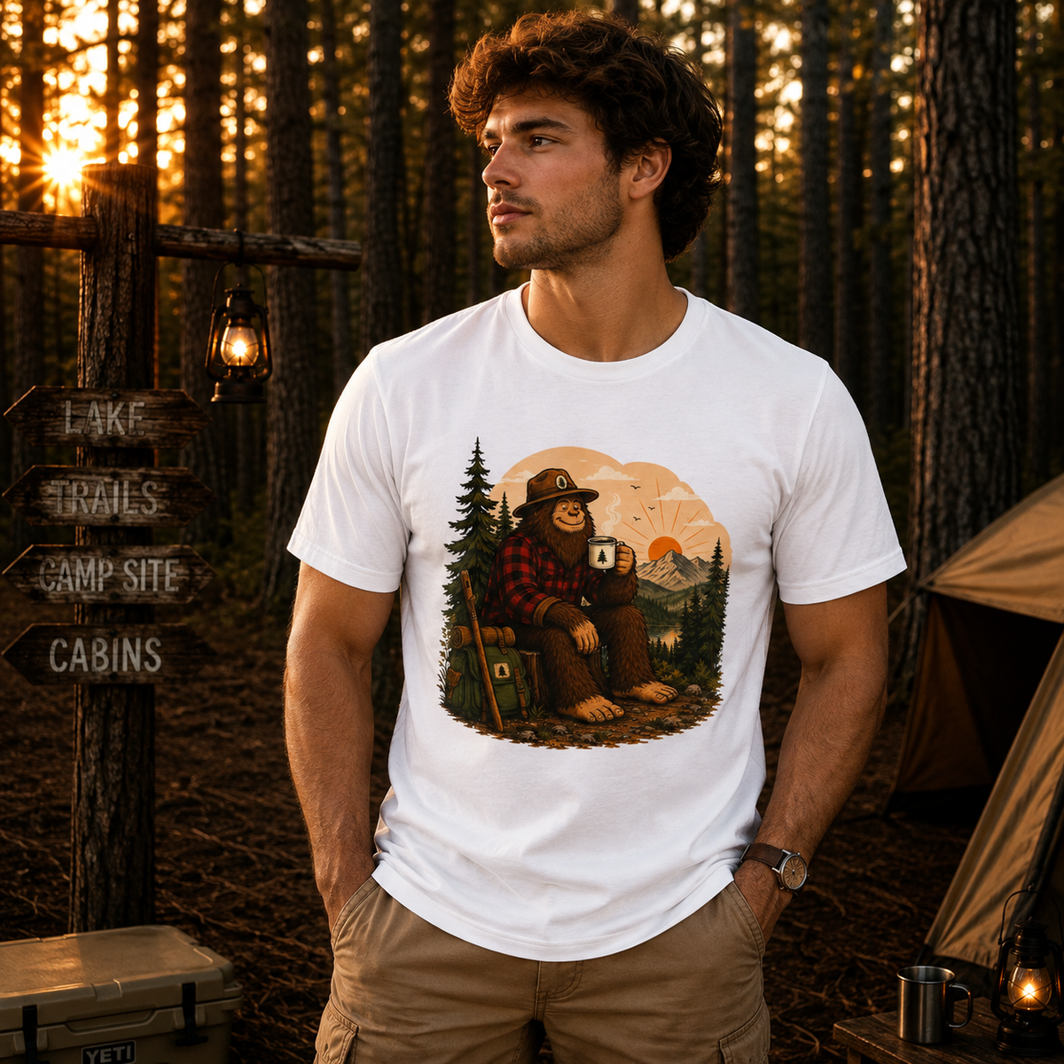 Morning Coffee Bigfoot T-Shirt
