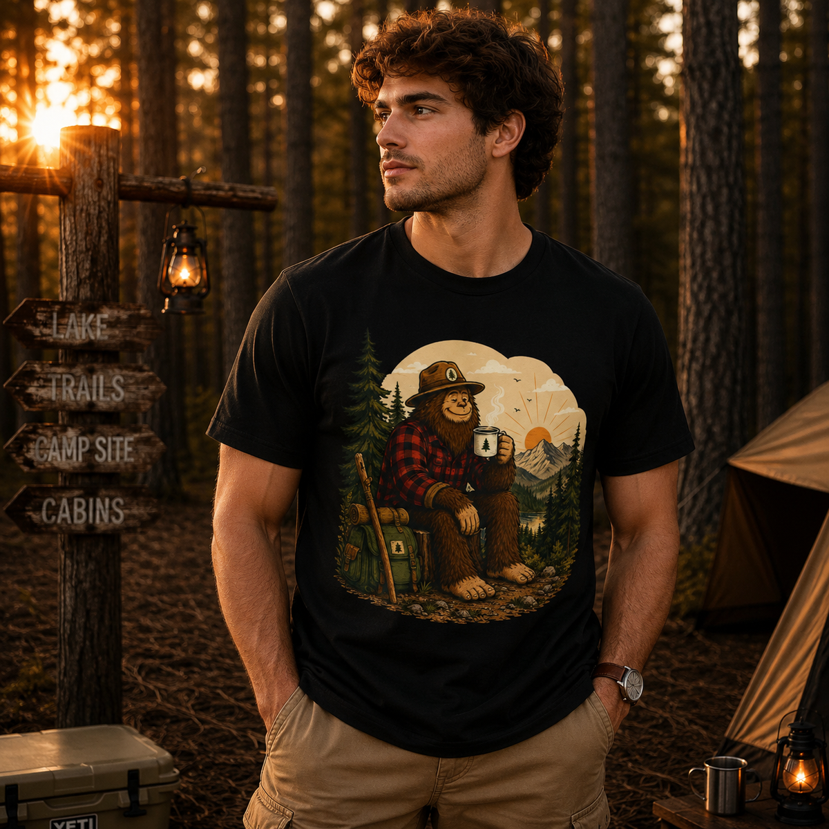Morning Coffee Bigfoot T-Shirt