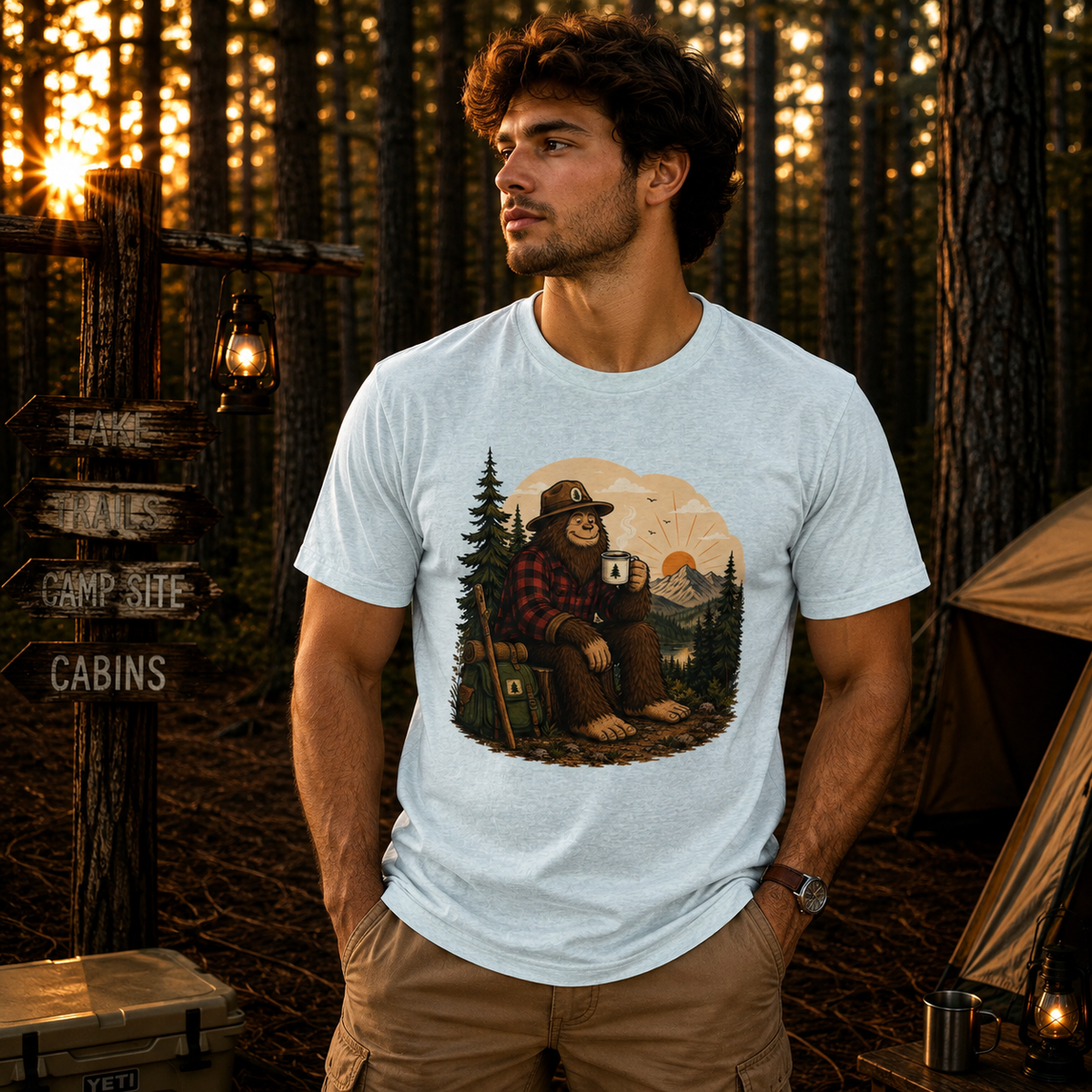 Morning Coffee Bigfoot T-Shirt