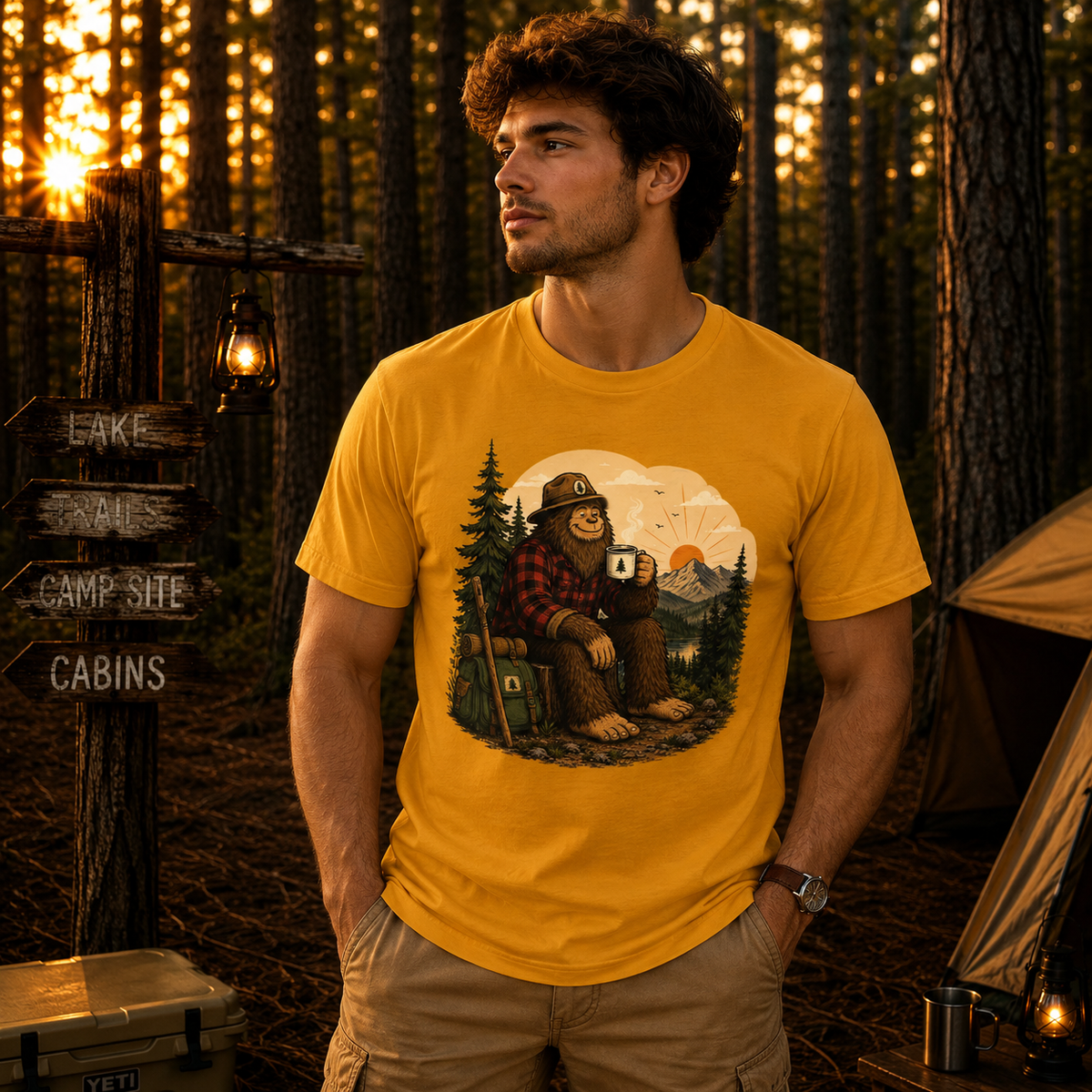 Morning Coffee Bigfoot T-Shirt