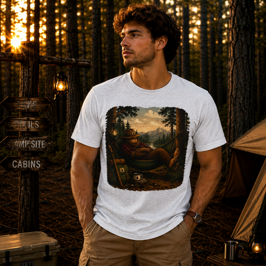 Relaxing Bigfoot Camping T-Shirt