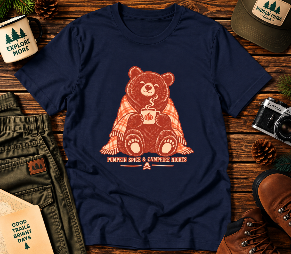 Pumpkin Spice & Campfire Nights Bear T-Shirt