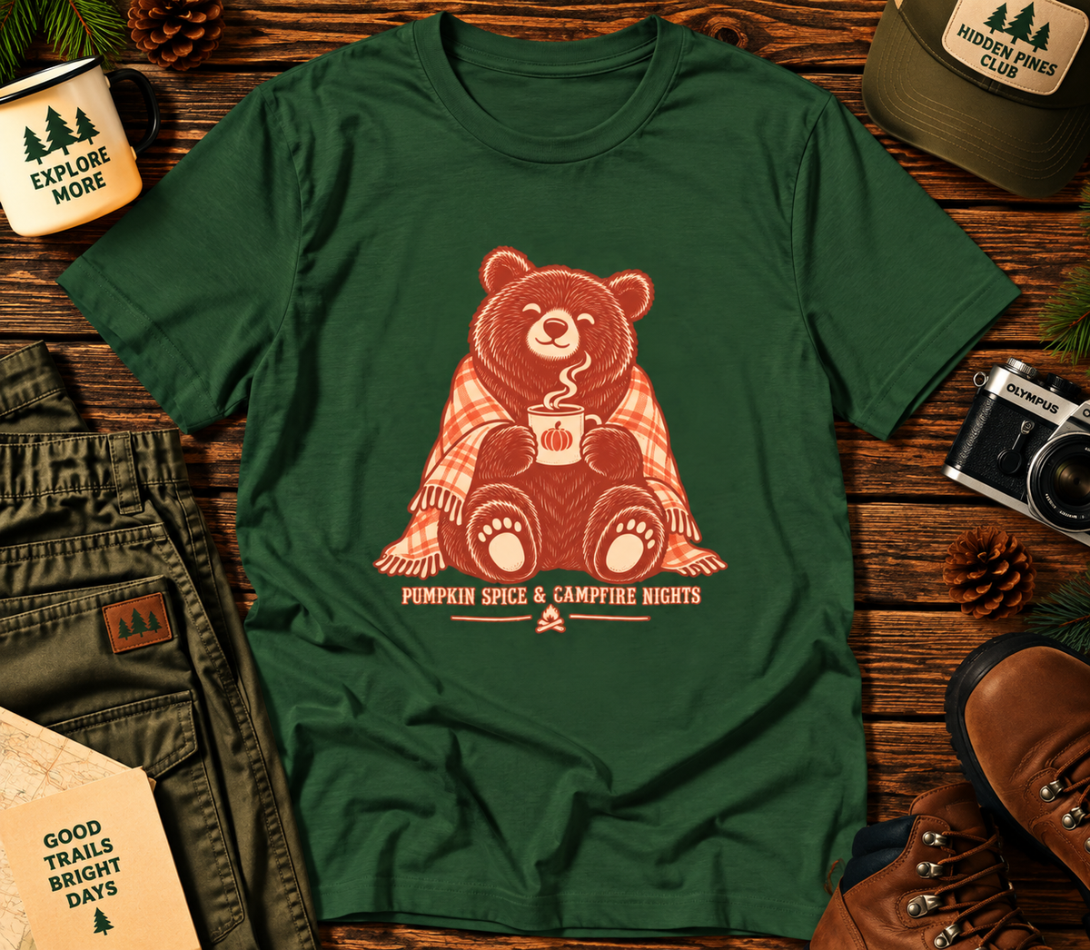 Pumpkin Spice & Campfire Nights Bear T-Shirt