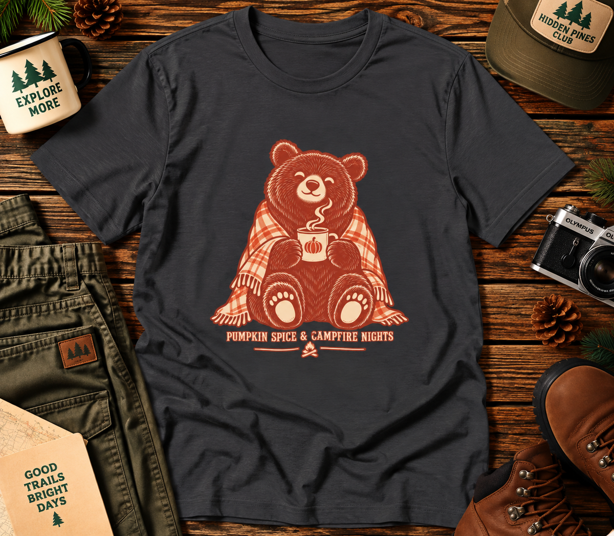 Pumpkin Spice & Campfire Nights Bear T-Shirt