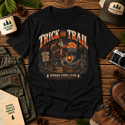 Trick or Trail Skeleton Hiker T-Shirt