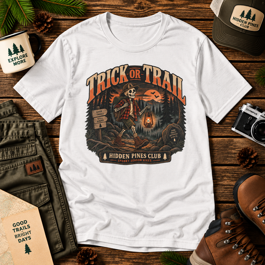 Trick or Trail Skeleton Hiker T-Shirt