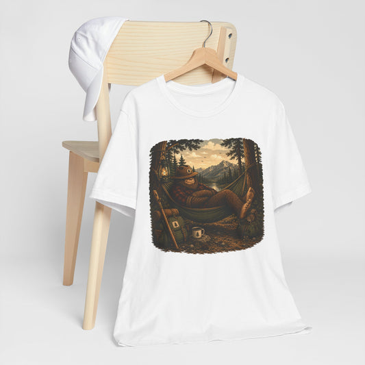 Relaxing Bigfoot Camping T-Shirt | Vintage Nature Adventure Tee