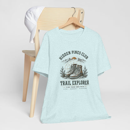 Trail Explorer Hiking T-Shirt | Vintage Outdoor Adventure Graphic Tee