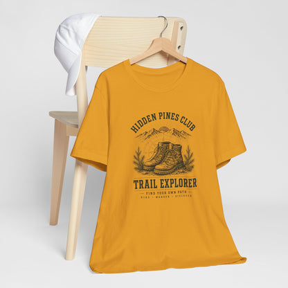 Trail Explorer Hiking T-Shirt | Vintage Outdoor Adventure Graphic Tee