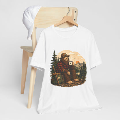 Morning Coffee Bigfoot T-Shirt | Vintage Camping & Hiking Tee