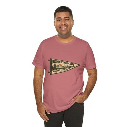 Weekend Escape Club Vintage Camping T-Shirt | Outdoor Pennant Graphic Tee