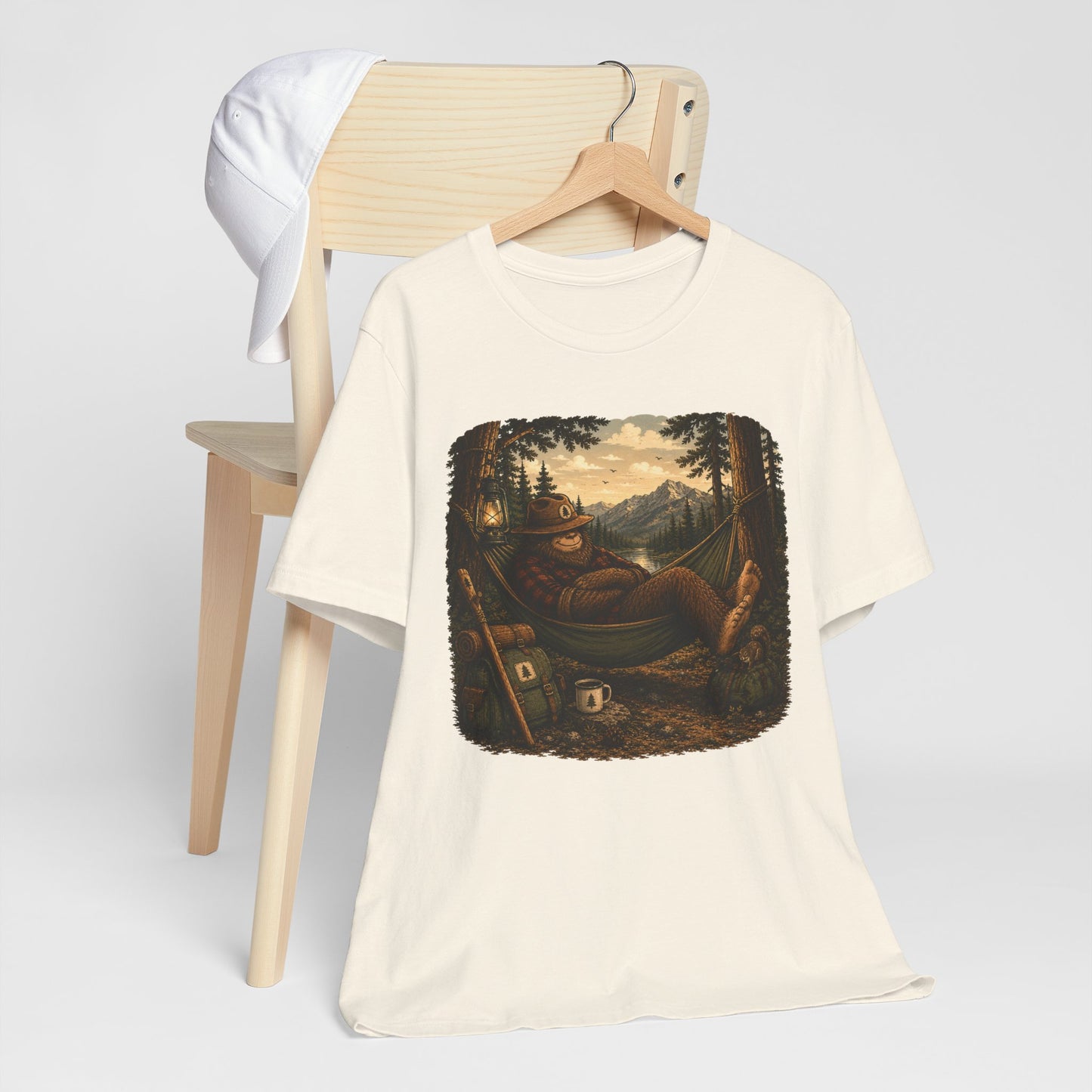 Relaxing Bigfoot Camping T-Shirt | Vintage Nature Adventure Tee