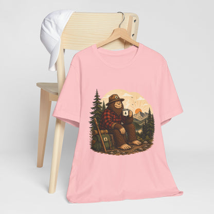 Morning Coffee Bigfoot T-Shirt | Vintage Camping & Hiking Tee