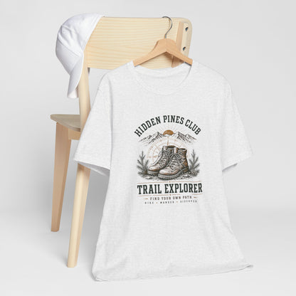 Trail Explorer Hiking T-Shirt | Vintage Outdoor Adventure Graphic Tee